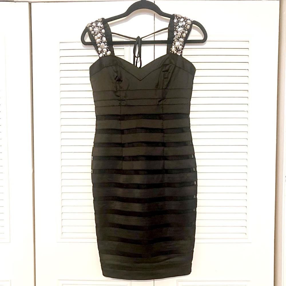 Lipsy women black silk embellished midi dress